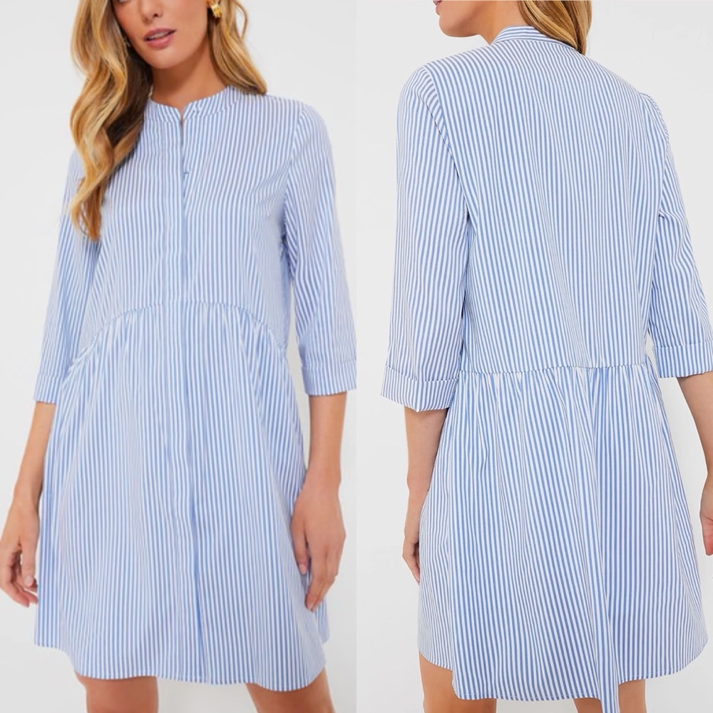 Tuckernuck Blue Stripe Royal Shirt Dress Classic Preppy Casual Womens M